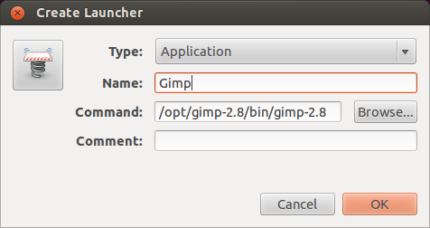 Create Launcher Gimp v2.8