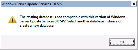 WSUS_Database_Not_Compatible